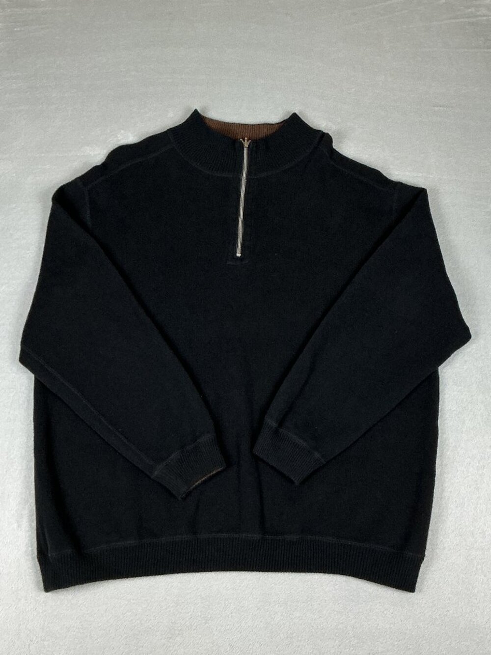 The Foundry Supply Co Men's Sweater Pullover 1/4 Zip Black Size 2XL 100% Cotton.